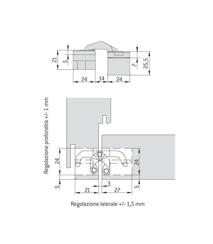 Balamale ascunse usi interior gri