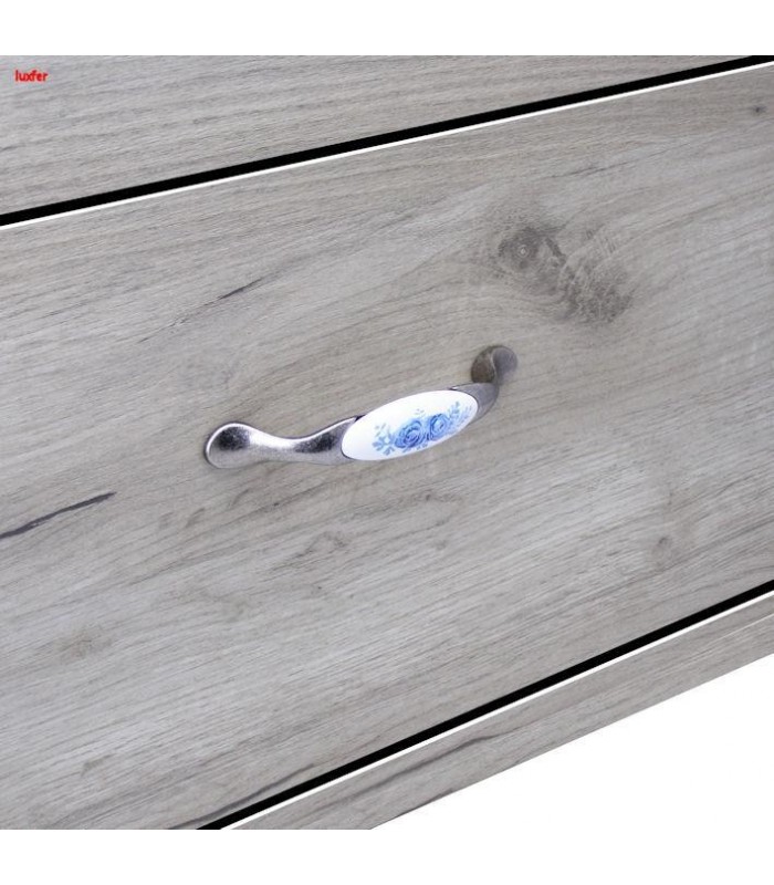 Manere ceramica mobila bucatarie Portelan argint / floare bleu