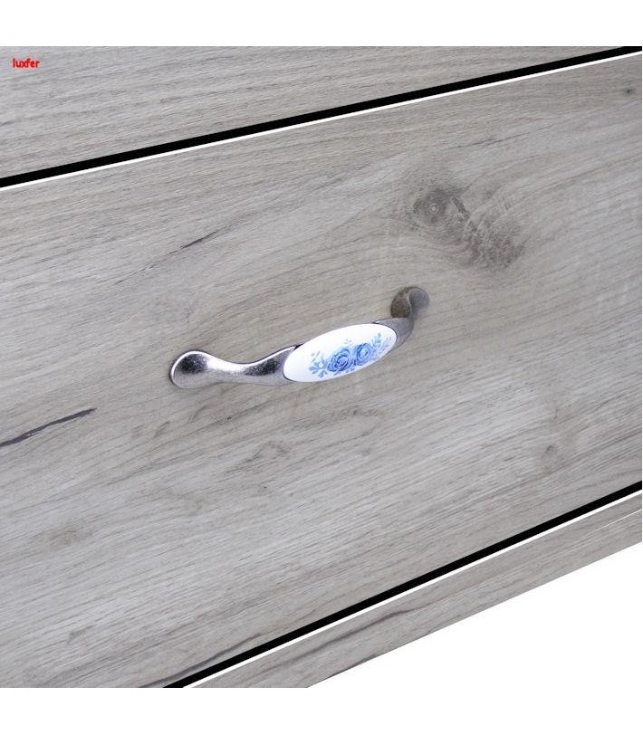 Manere ceramica mobila bucatarie Portelan argint / floare bleu
