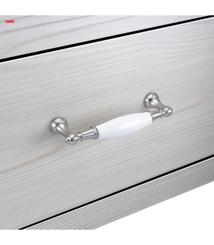Manere ceramica mobila bucatarie 8939 inox/alb