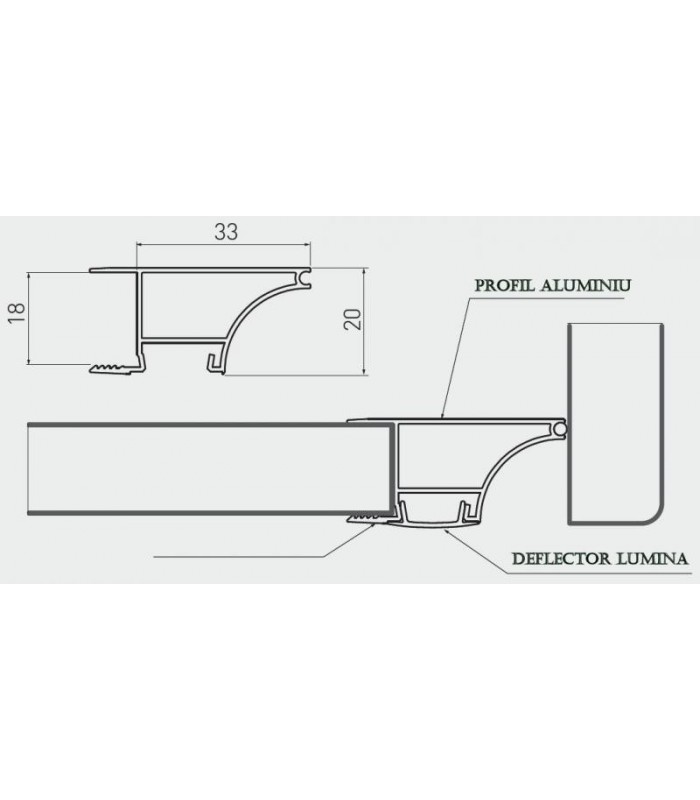 Profil banda led alb maner corp suspendat