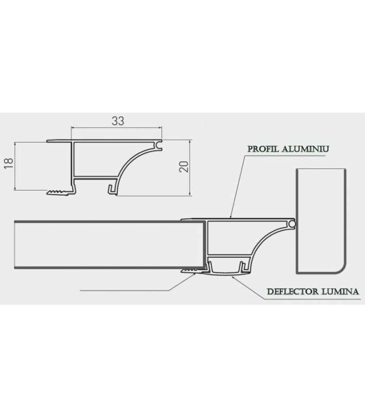 Profil banda led alb maner corp suspendat