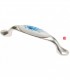Manere ceramica mobila bucatarie Portelan argint / floare bleu