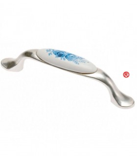 Manere ceramica mobila bucatarie Portelan argint / floare bleu