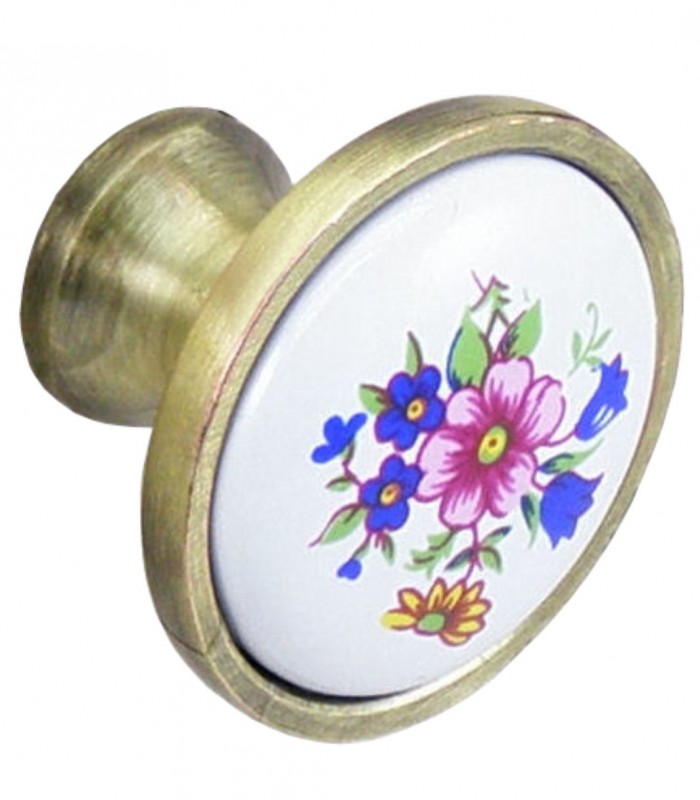 Butoni ceramica mobila floare albastra