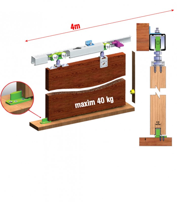 Sisteme usi culisante suspendate SKS 40kg 4m