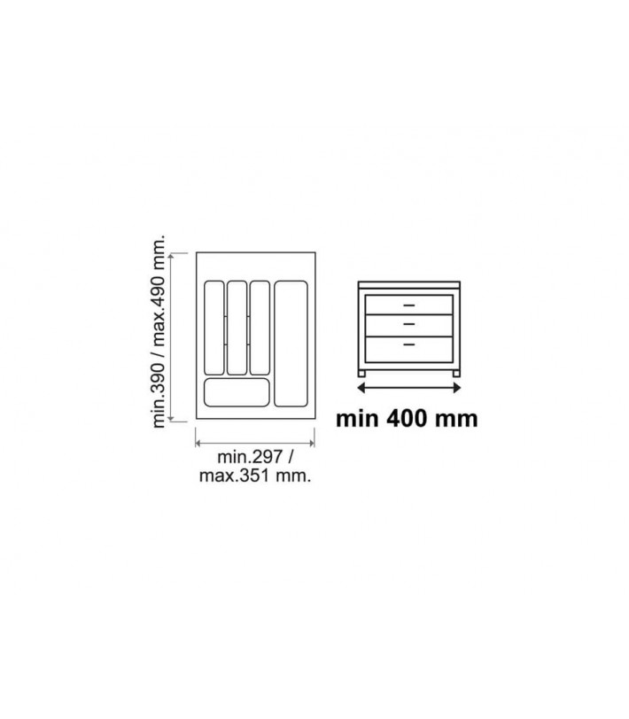Organizator tacamuri sertar Gri Orion 40 cm