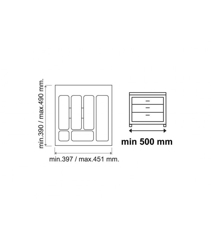 Organizator sertar bucatarie Gri Orion 50 cm
