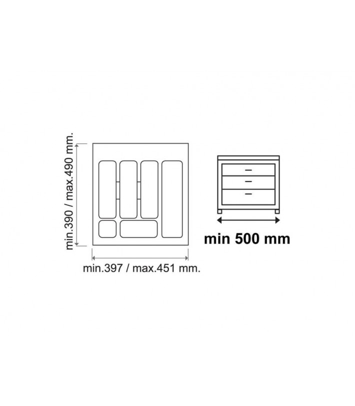 Organizator sertar bucatarie Gri Orion 50 cm