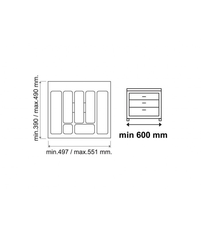 Organizator tacamuri sertar Gri Orion 60 cm
