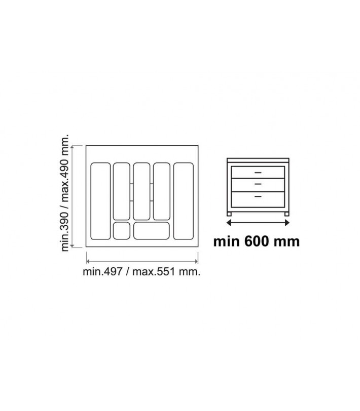 Organizator tacamuri sertar Gri Orion 60 cm