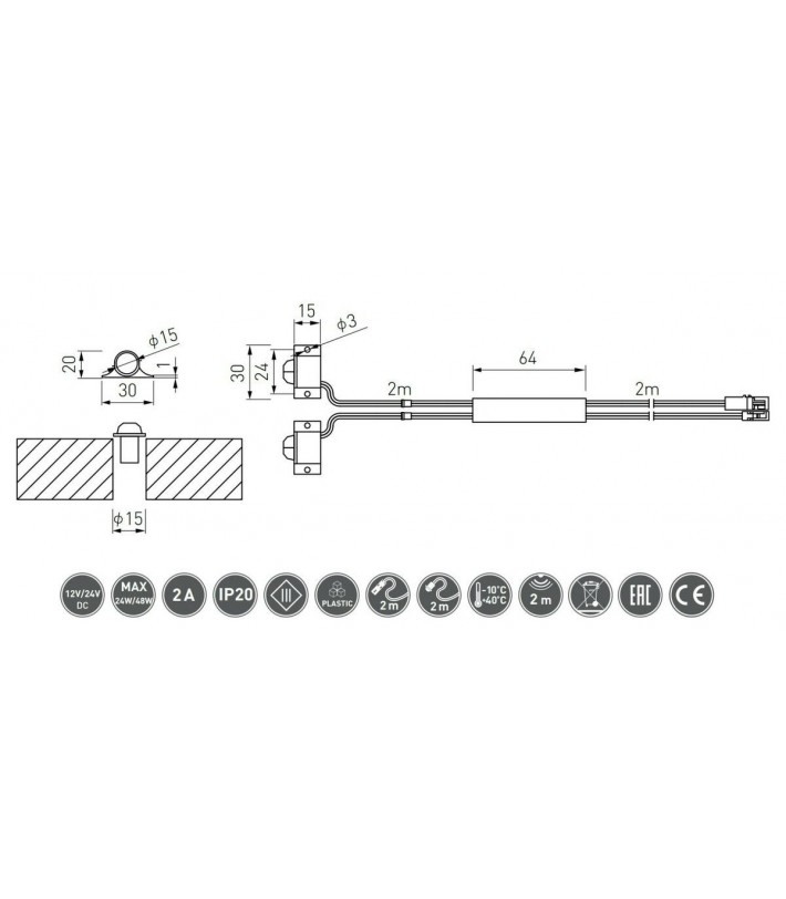 Senzor miscare banda led  set 2 senzori  max 24W
