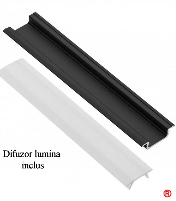 Profil led negru incastrat