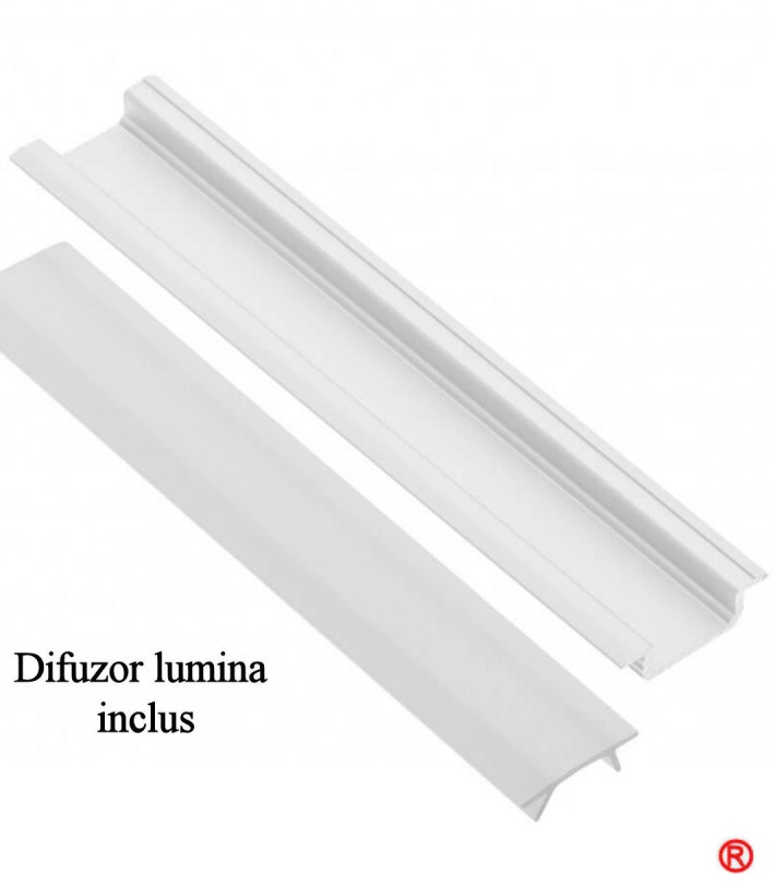 Profil aluminiu ingropat banda led alb