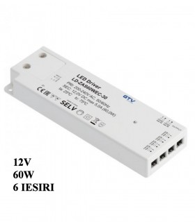 Transformator pentru banda led 12V 60W 6 iesiri