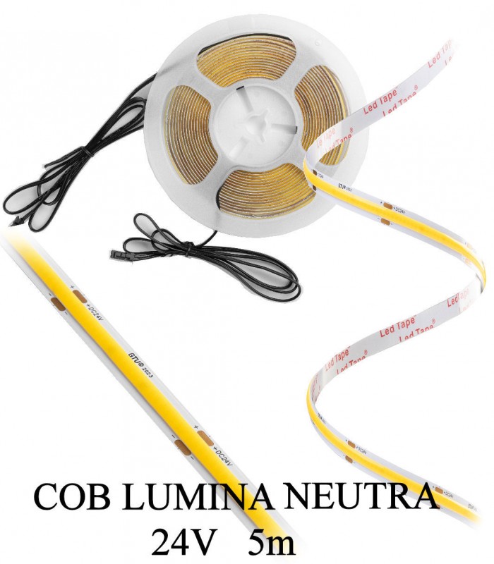 Banda COB 24V  lumina neutra 5m