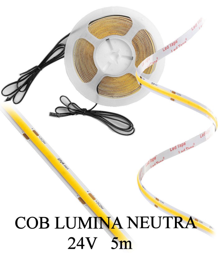 Banda COB 24V  lumina neutra 5m