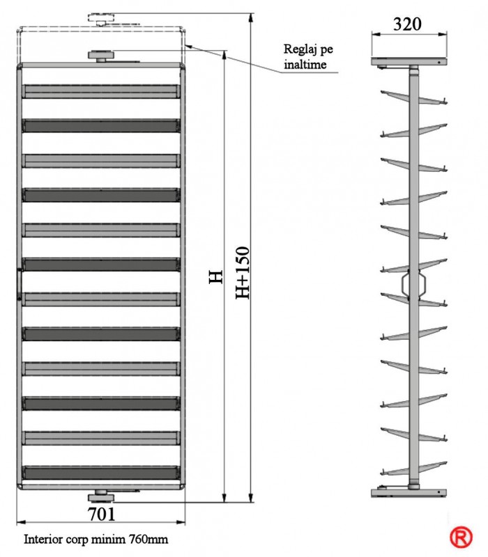 Pantofar rotativ 6 nivele