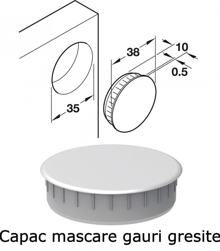 Capac mascare gauri balama gresite D35