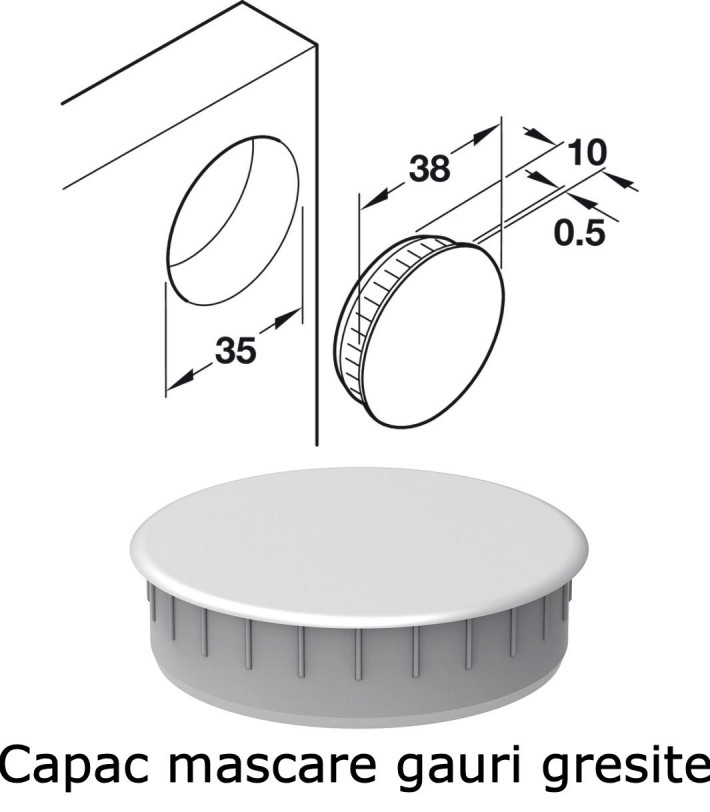Capac mascare gauri balama gresite D35