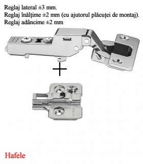 Balamale Hafele semiaplicata cu amortizor 3D placuta inclusa