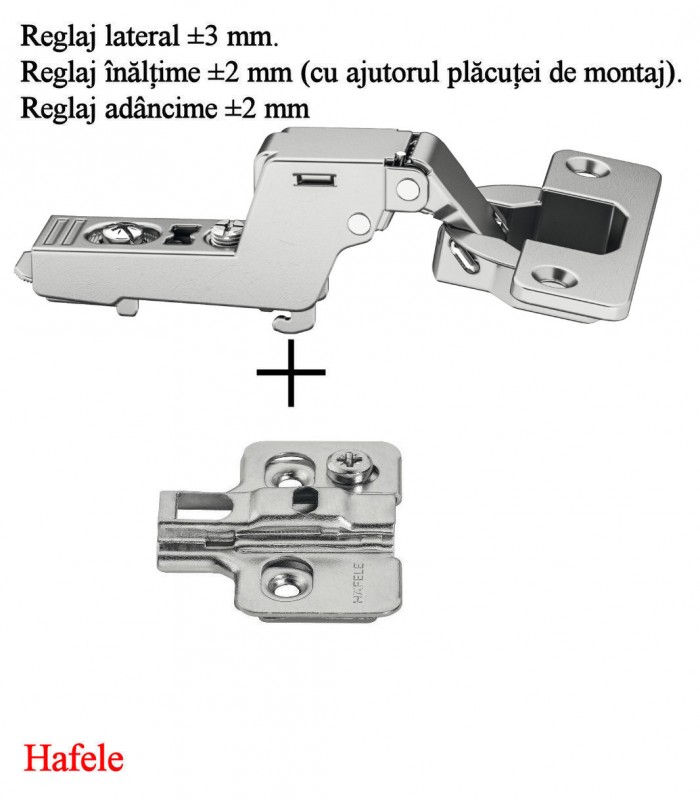 Balamale Hafele incadrata cu amortizor 3D placuta inclusa