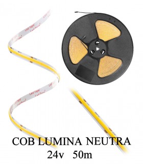 Banda COB 24V lumina neutra 50m