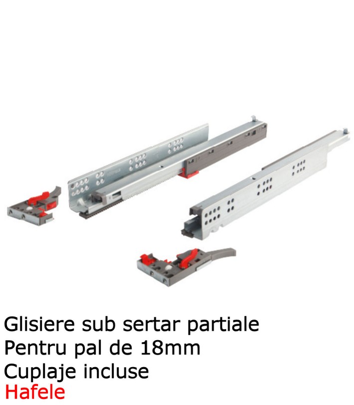 Glisiere sub sertar Hafele partiale