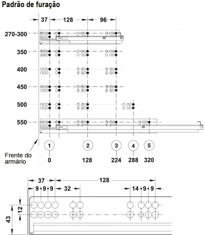 Glisiere sub sertar totale Matrix