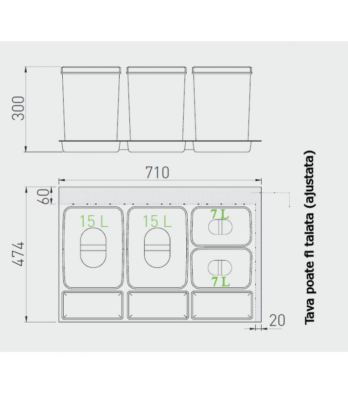 Cosuri gunoi selectiv corp 800mm