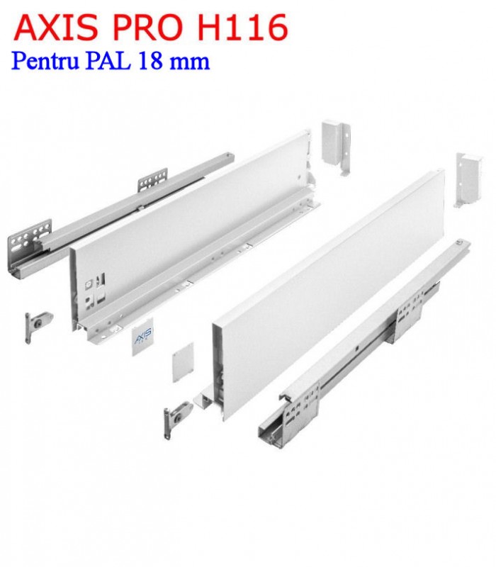 Sertar metalic Axispro H116 Alb pentru pal 18mm